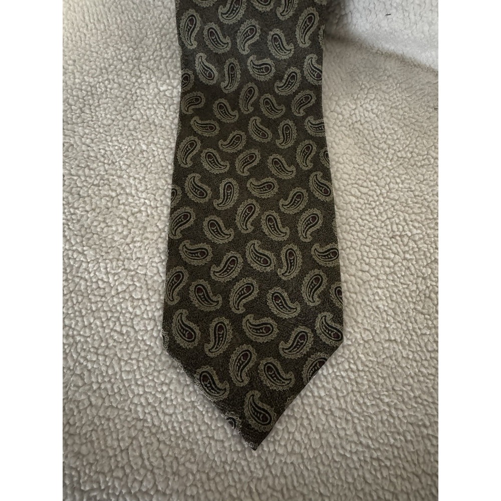 Giorgio Armani Cravatte Silk Tie Brown Paisley Italy‎ Classic Designer Necktie